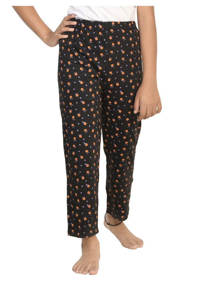 Girls Printed Cotton Regular Fit Pyjamas Lower (Pack of 1) Black5