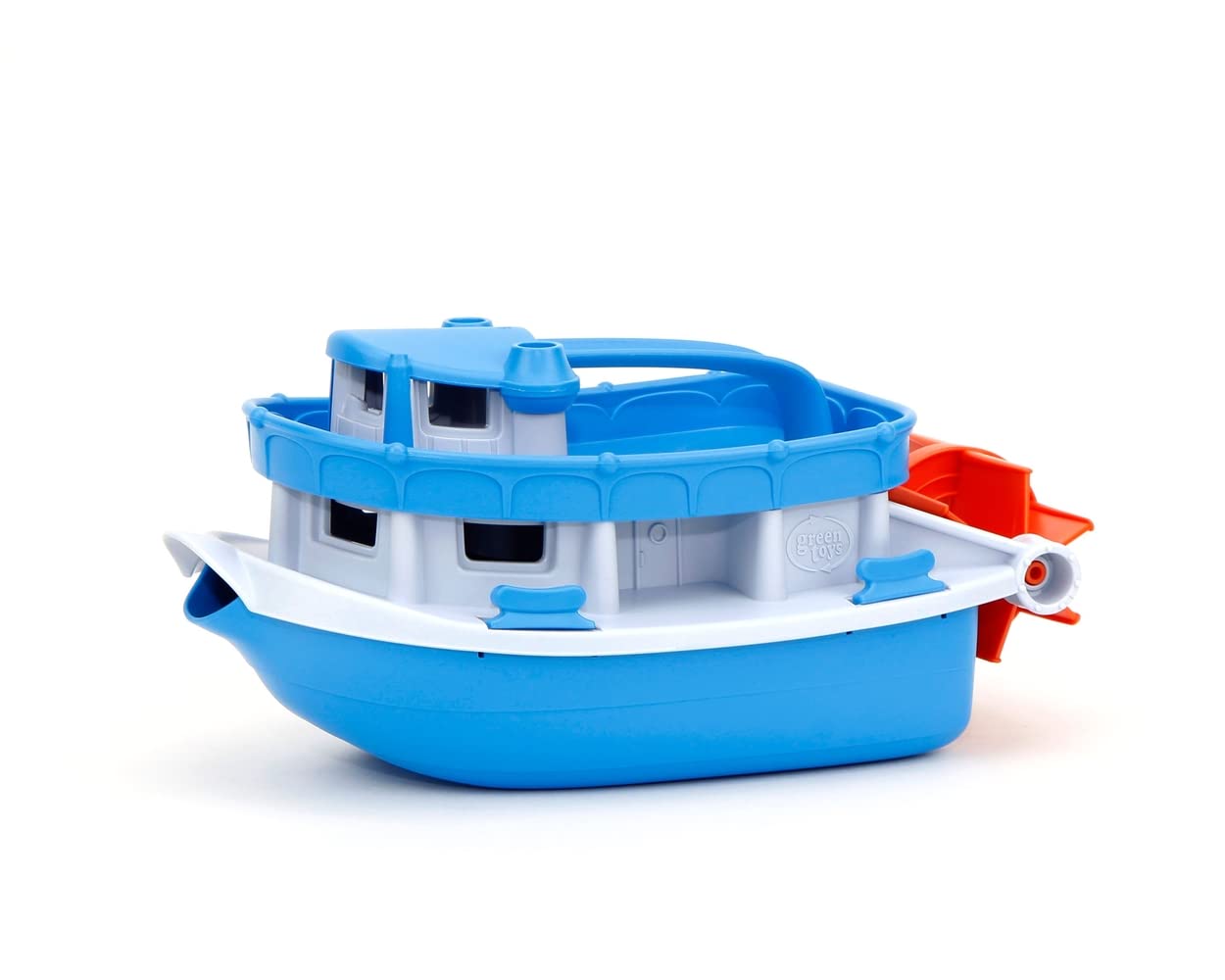 Green Toys Paddle Boat, Blue/Grey - Pretend Play, Motor Skills, Kids Bath Toy Floating Pouring Vehicle. No BPA, phthalates, PVC.
