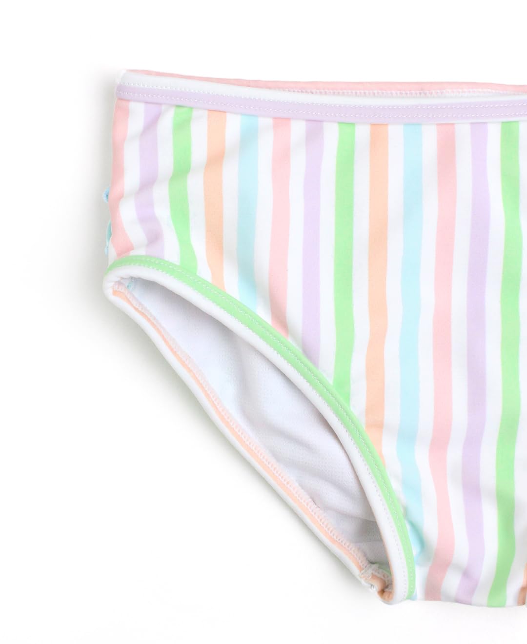 Rufflebutts Pale Rainbow Stripe Flounce Bikini - 6-12M