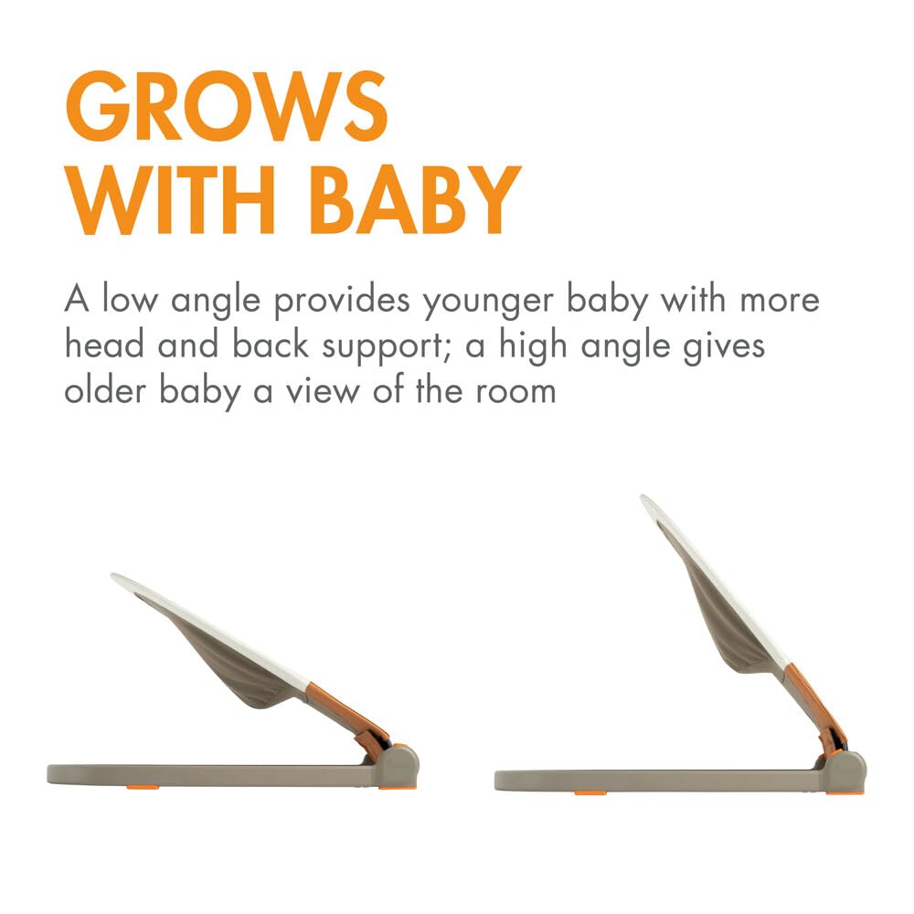 Boon Slant Portable Baby Bouncer - Folding Baby Seat For Infants - Lightweight Portable Baby Chair With Machine Washable Fabric