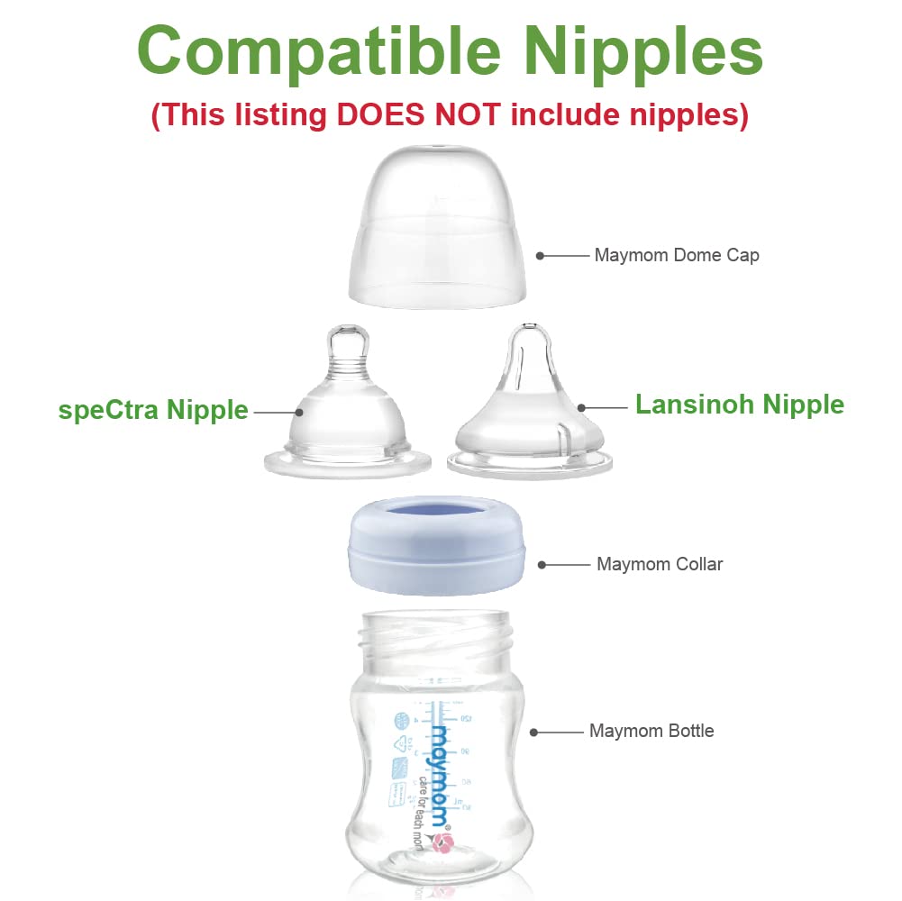 Maymom Wide-Mouth Milk Storage Collection Bottle With Dome Cap, Bottle Top, Sureseal Sealing Disk; Can Replace Spectra S1 S2 Bot