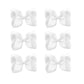 6 Pcs 3' Grosgrain Ribbon Hair Bows - Alligator Clips For Toddlers In Solid Color (White)