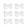 6 Pcs 3' Grosgrain Ribbon Hair Bows - Alligator Clips For Toddlers In Solid Color (White)