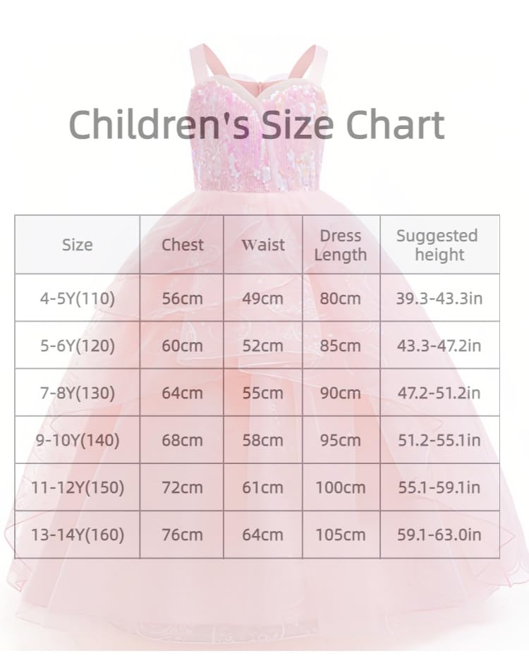 Xefenki Good Witch Glinda Costume For Girls Halloween Pink Bubble Princess Dress Cosplay Outfits With Crown Wand And Gloves 7-8Y