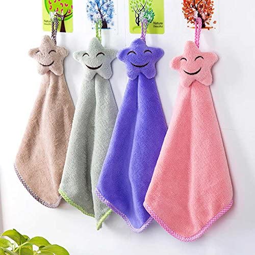 Ubersweet Baby Soft Bath Washing Towe LVelvet Washcloth Wipe Hand Smiling Face Children Hanging : Purple