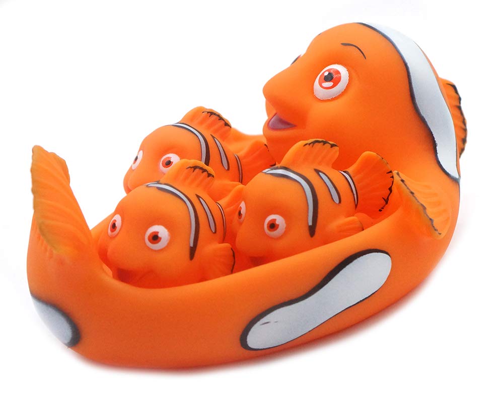 Playmaker Toys Rubber Clown Fish Family Bathtub Toy Pals Also A Great Pet Dog Chew Toy Set