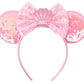 Lifetools-Lt Pink Mermaid Ears Headbands With Sparkling Sequins & Shell & Bow, For Girls Women Disneyland Cosplay Glitter Party