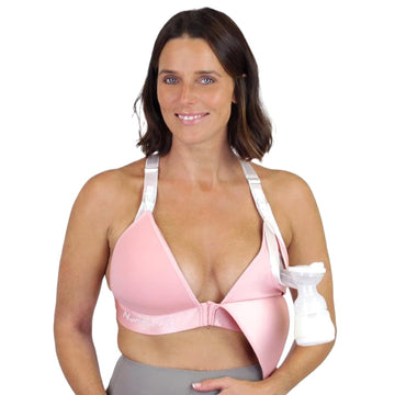 Nurturally Nursing And Pumping Bra, Adjustable Breast Pump Bra, Non-Wired Pumping Bra Hands Free, High Support Nursing Bras For