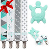 Liname Neutral Pacifier Clip With Teething Toy - 4 Pack Pacifier Clips For Boys & Girls - Binky Holder Soothie Paci Clip Binkie
