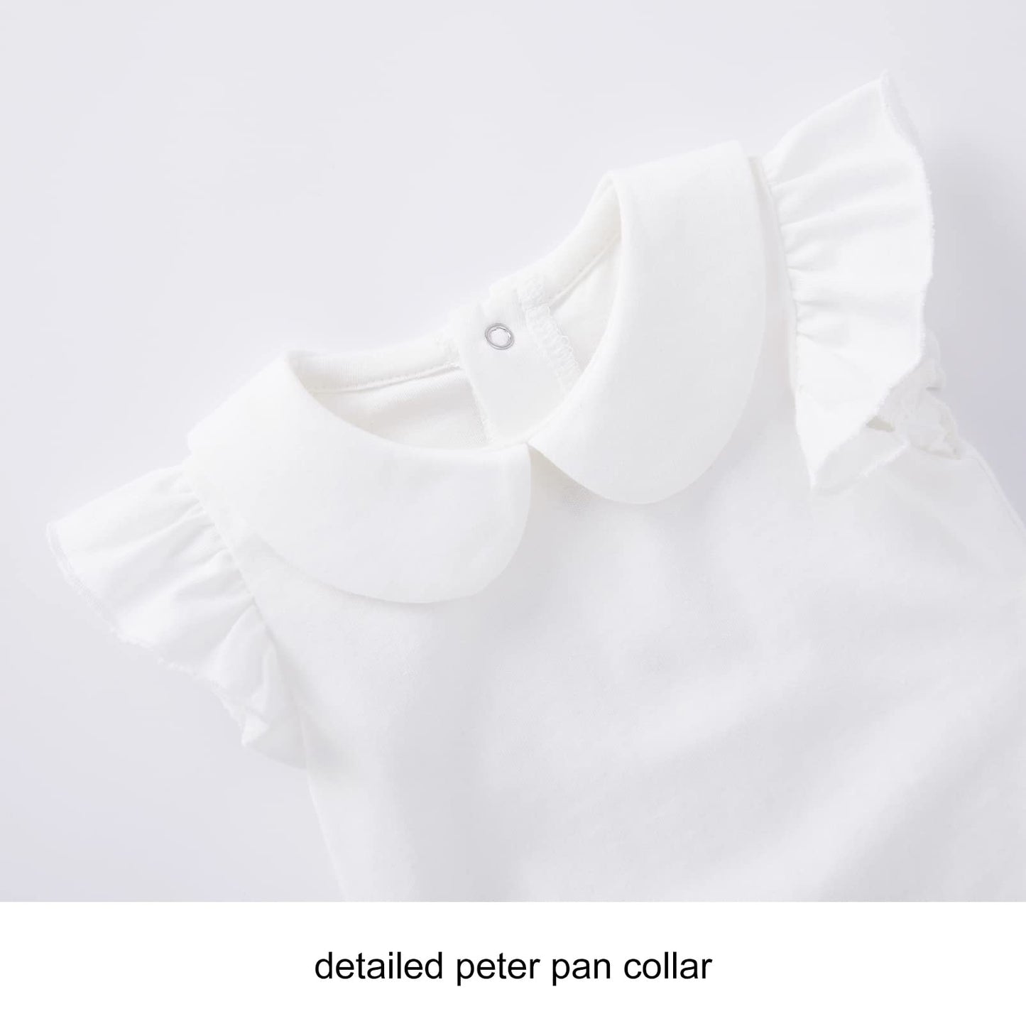 Pureborn Baby Girl Bodysuit Infant Girl 'S Short Ruffle Sleeve Romper Cotton One-Piece Summer Outfit 6-9 Months White