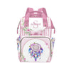 YallLocoMo Custom Name Diaper Bag Backpack Gift Pink floral Baby Bow Elephant Multifunction Travel Backpack Nappy Bag Daypack fo