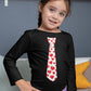 Red Hearts Tie Girls Boys Valentines Day Shirt Gamer Shirt Toddler Kids T-Shirt 2T Black