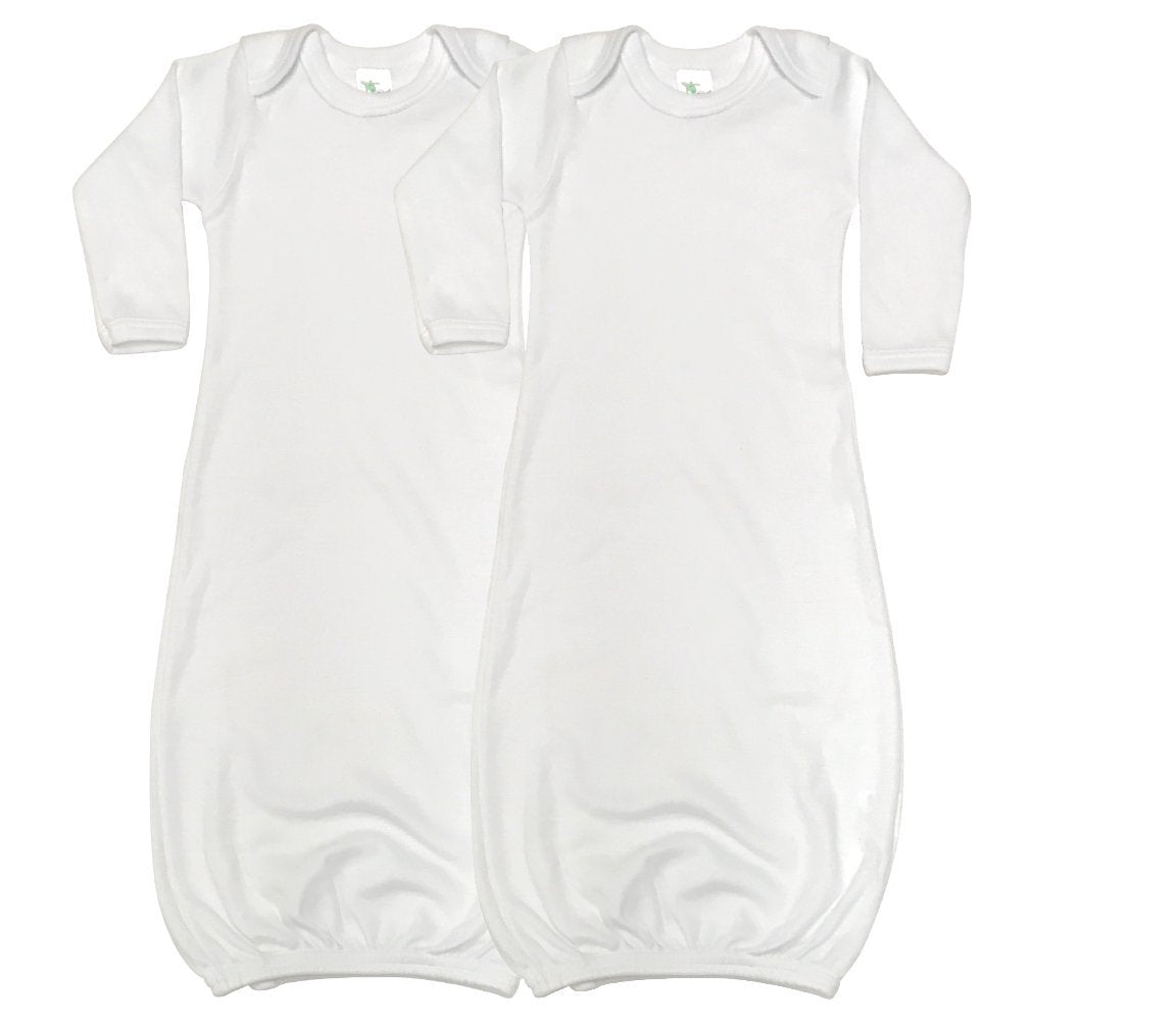 Laughing Giraffe Baby Long Sleeve Sleeper Gowns (Set Of 2 -Lg3800) White 0-3 Months