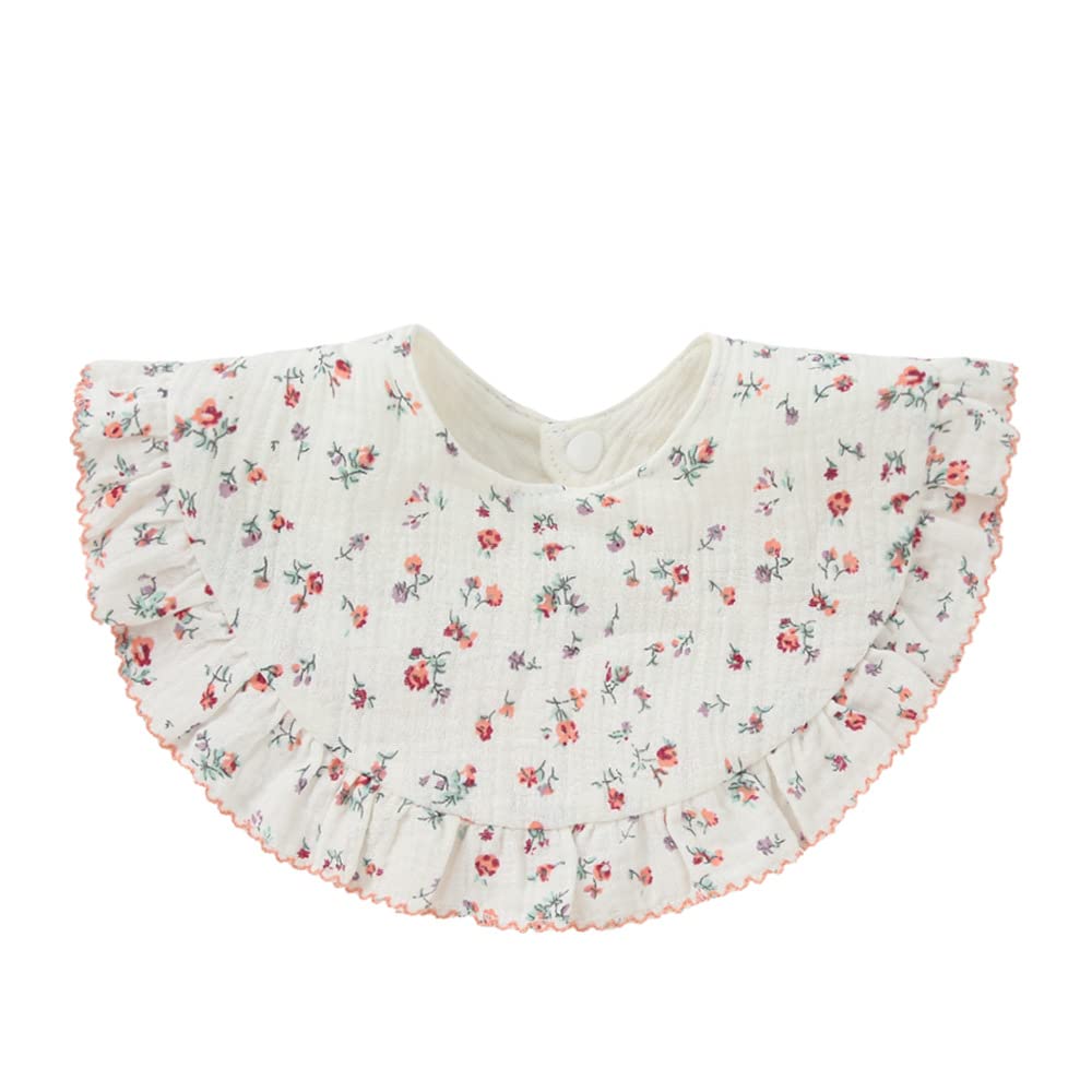 Nishine 4 Pcs Unisex Baby Muslin Bandana Drool Bibs 360 Degree Rotatable Cotton Teething Feeding Drooling Bibs For Boy Girl (Flo