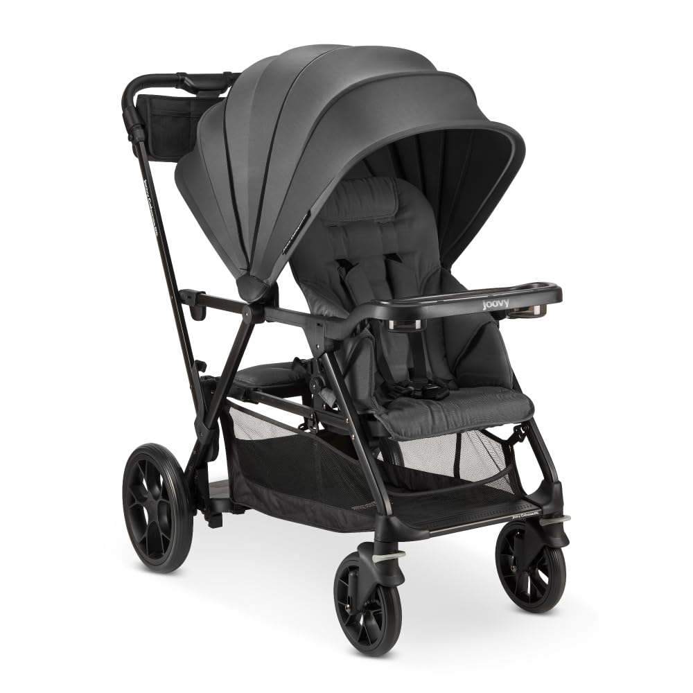 Joovy Caboose Rs Sit & Stand Double Stroller For Children Up To 55 Lb. With All-Terrain Wheels, Upf50+ Sun Canopy & Magnetic 5-P