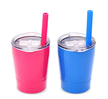 Colorful Popo Small Cute Kids Cups 2 Pack, Stainless Steel Kid Tumbler With Lid And Straw, Double Wall Vacuum Insulated Toddler