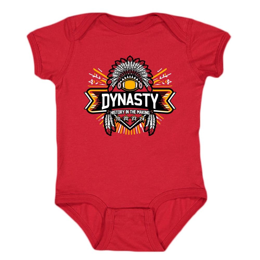 Kansas City Dynasty - History In The Making Kid 'S Onesie For Football Fans (Red Onesie, 6M)