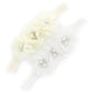 My Lello Baby Flower Headbands Fabric Beaded Trio Stretchy Elastic Pair (Ivory/White)