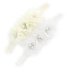 My Lello Baby Flower Headbands Fabric Beaded Trio Stretchy Elastic Pair (Ivory/White)