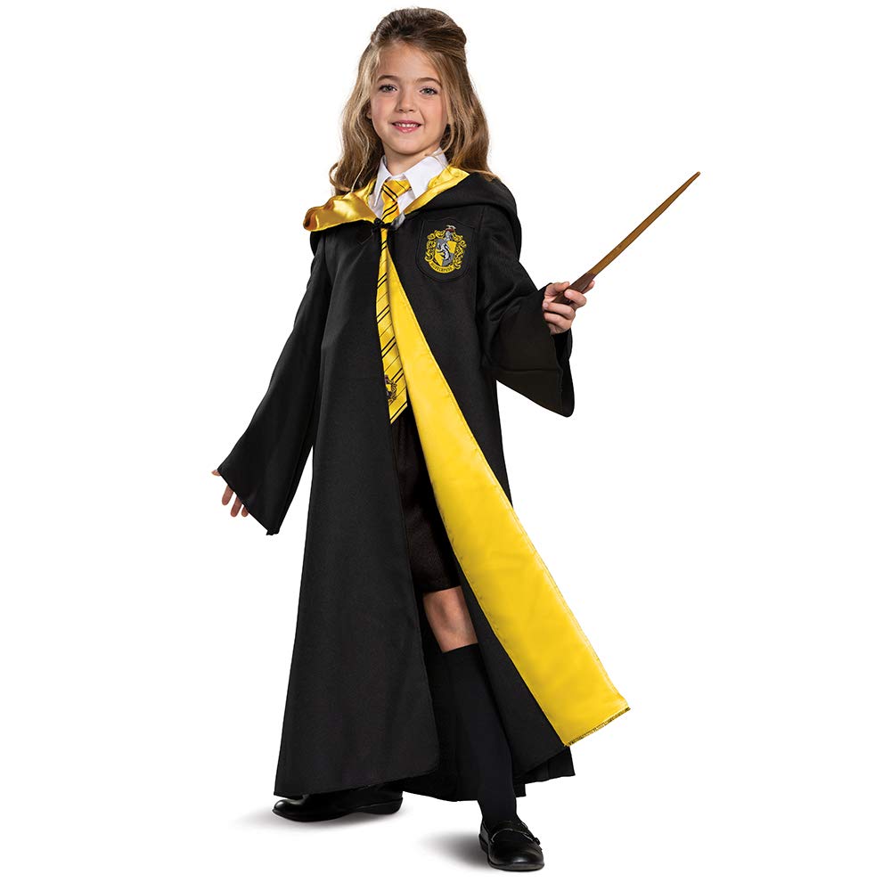Disguise Harry Potter Hufflepuff Robe Deluxe Children'S Costume Accessory, Black & Yellow, Kids Size Small (4-6)