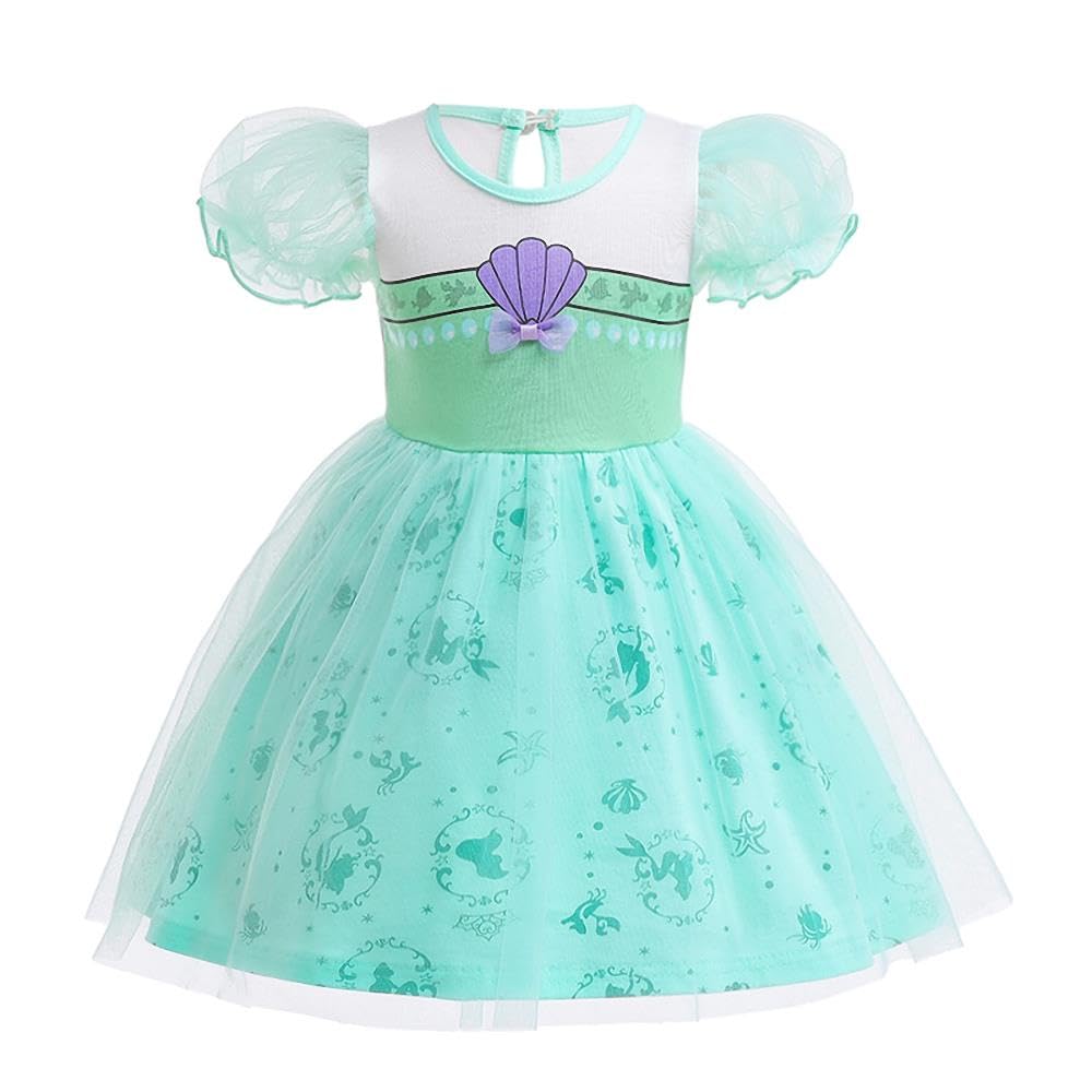 Dressy Daisy Princess Mermaid Dress Up Clothes For Toddler Girls Halloween Fancy Summer Outfits Tulle Skirt Size 4T Green, Style
