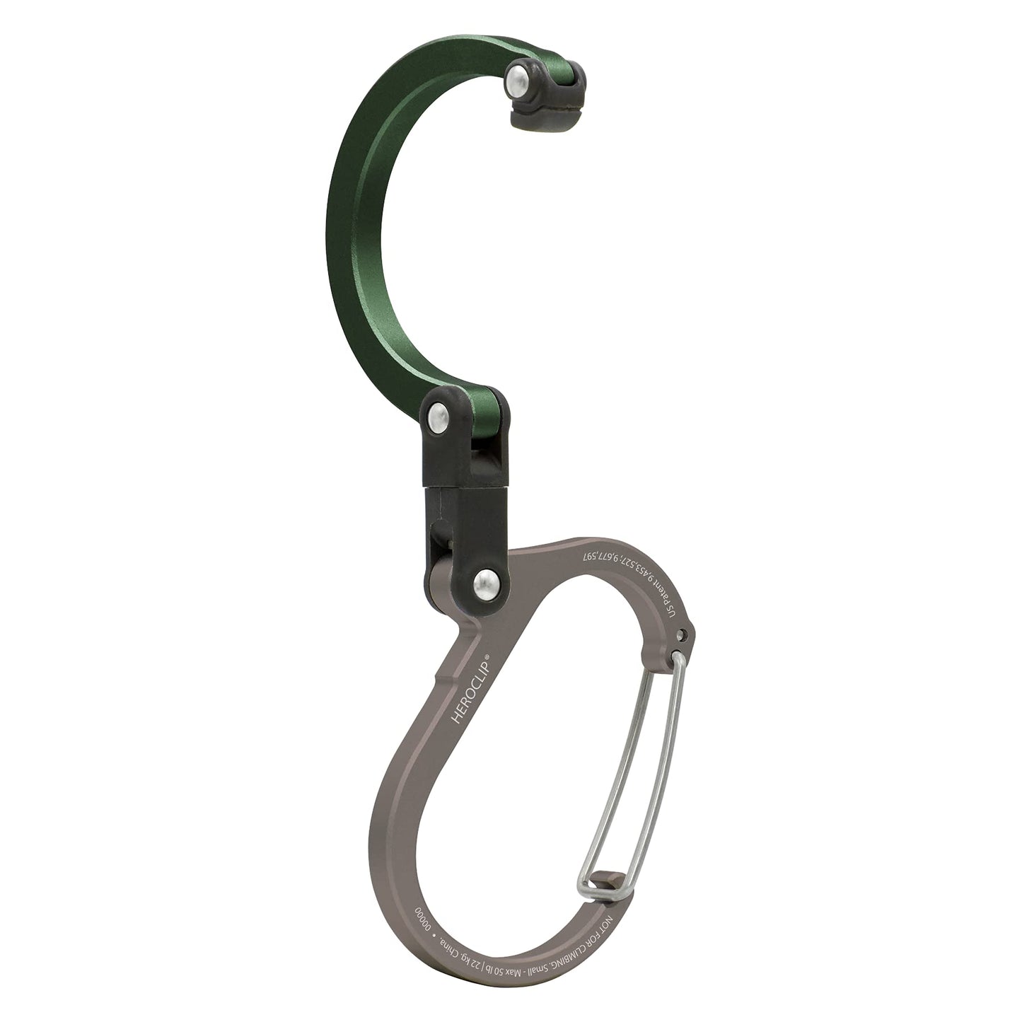 Gear Aid Heroclip Carabiner Clip And Hook (Small) For Purse, Stroller, And Backpack, Forest Green