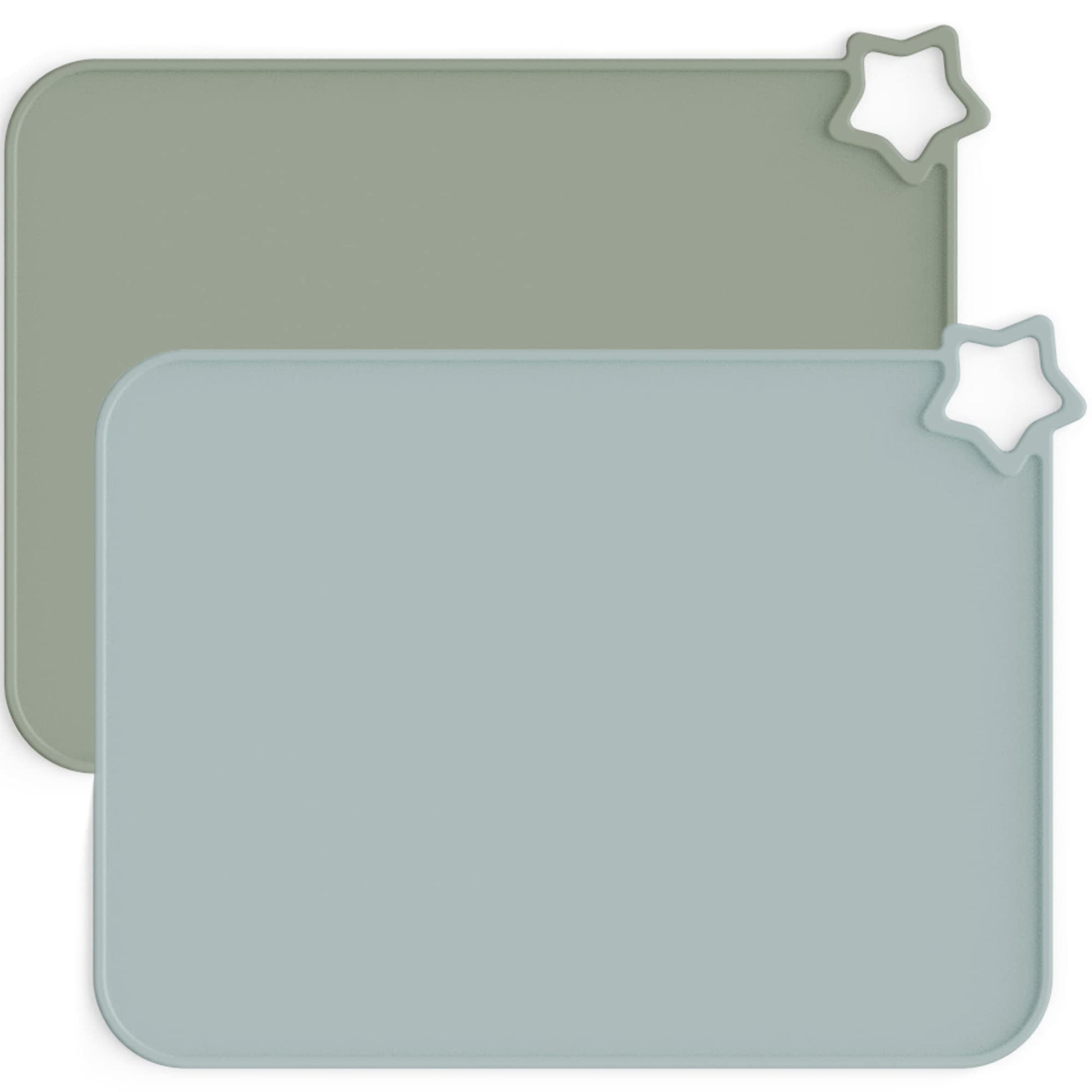 Moonkie Silicone Placemats For Baby & Kid, Stain Resistant Non-Slip Toddler Food Mats Eating Table Mat With 2 Packs(Ether/Sage