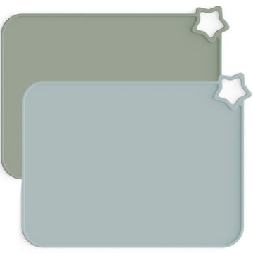 Moonkie Silicone Placemats For Baby & Kid, Stain Resistant Non-Slip Toddler Food Mats Eating Table Mat With 2 Packs(Ether/Sage