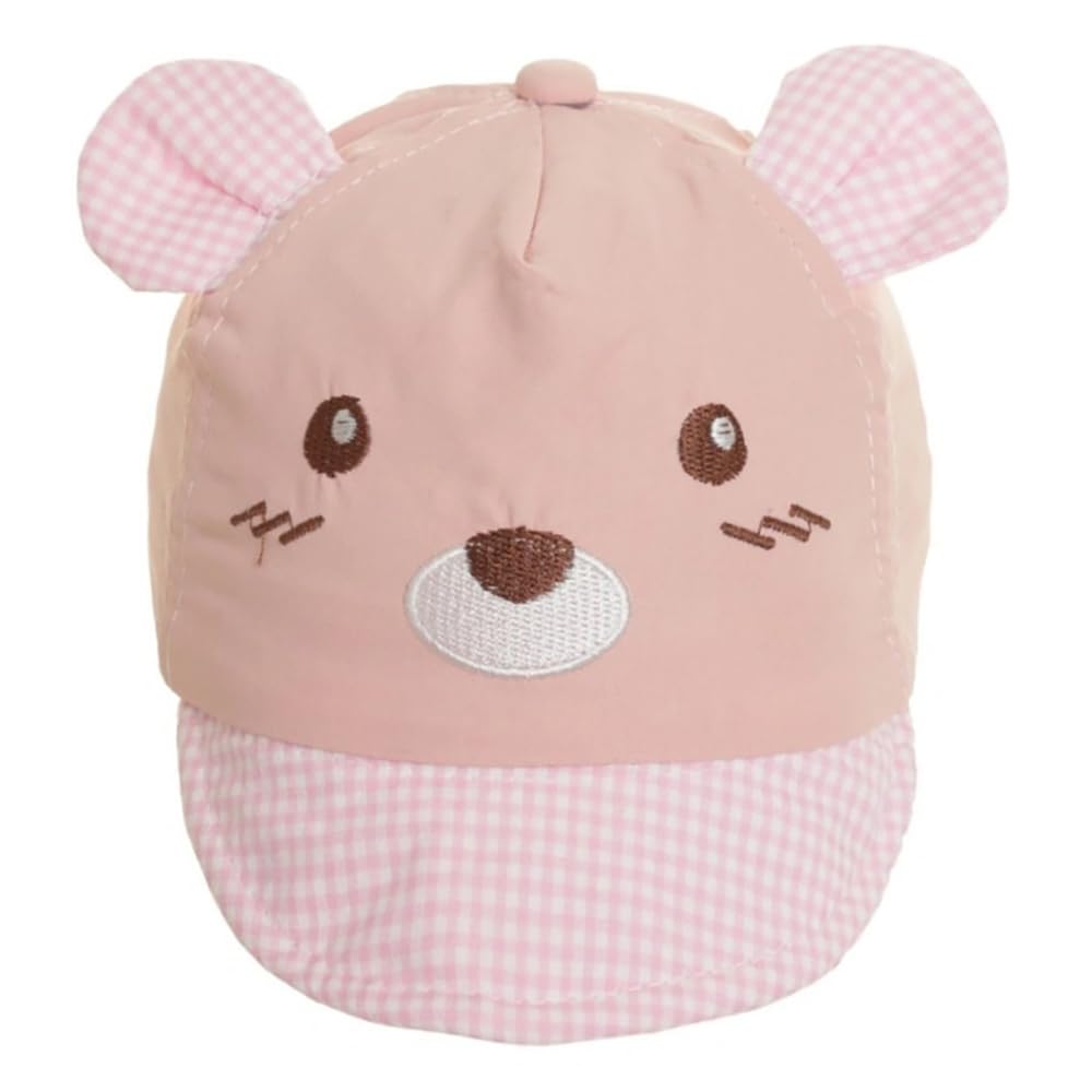Bold N Elegant KidS Bear Cartoon Cotton Baseball Summer Sun Cap With Wide Brim Visor Adjustable Cap For Infant Toddler Baby Boy