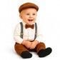 Bleckz Someak Boys Cotton Spandex Full Sleeve Shirt And Pant Set With Suspender, Bow Tie & Cap | Formal Party Clothing Set For B