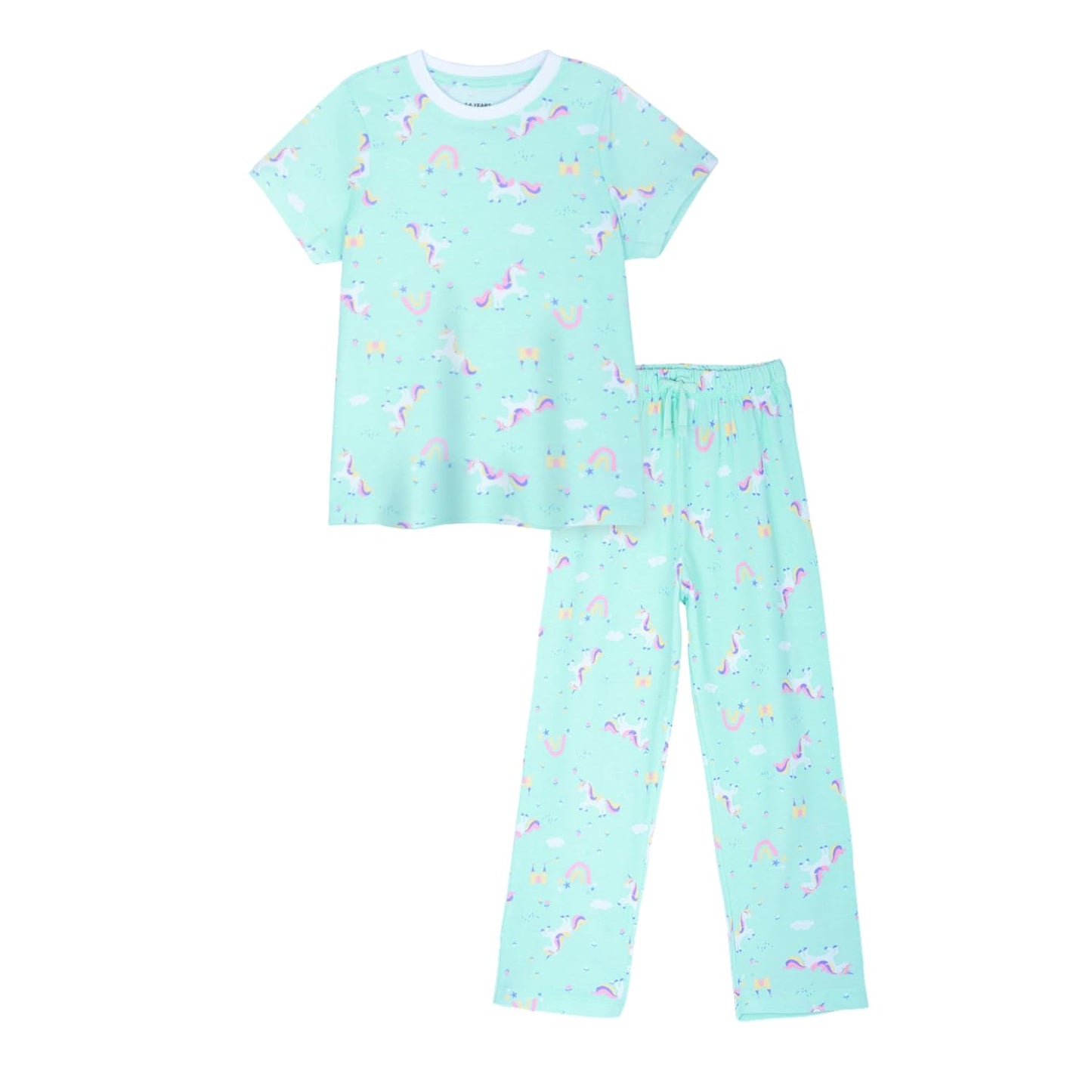 Nap Chief Girls Printed Unicorn AOP Pyjama Set | Cotton Night Suit for Boys & Girls Comfortable Nightdress for Kids Matching TS