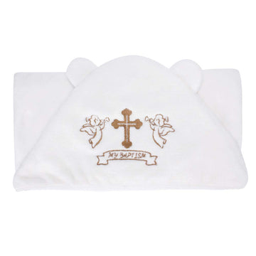 Estamico Unisex Baby Plush Hooded Bath Towels With Embroidery Cross And Cute Ears Baptism For Infants, Toddlers & Kids