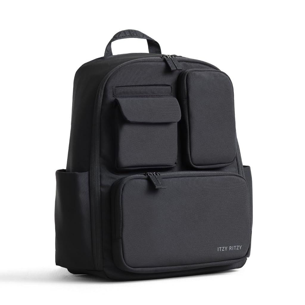 Itzy Ritzy Utility Diaper Bag Backpack - Features 17 Pockets (Including 2 Insulated Bottle Holders) & Trolley Sleeve and Include