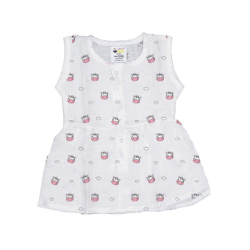 Cocoshell 100% Muslin Cotton Baby Girl Frock | Soft & Breathable Dress | Sleeveless Summer Wear For Newborns & Infants | Prints 