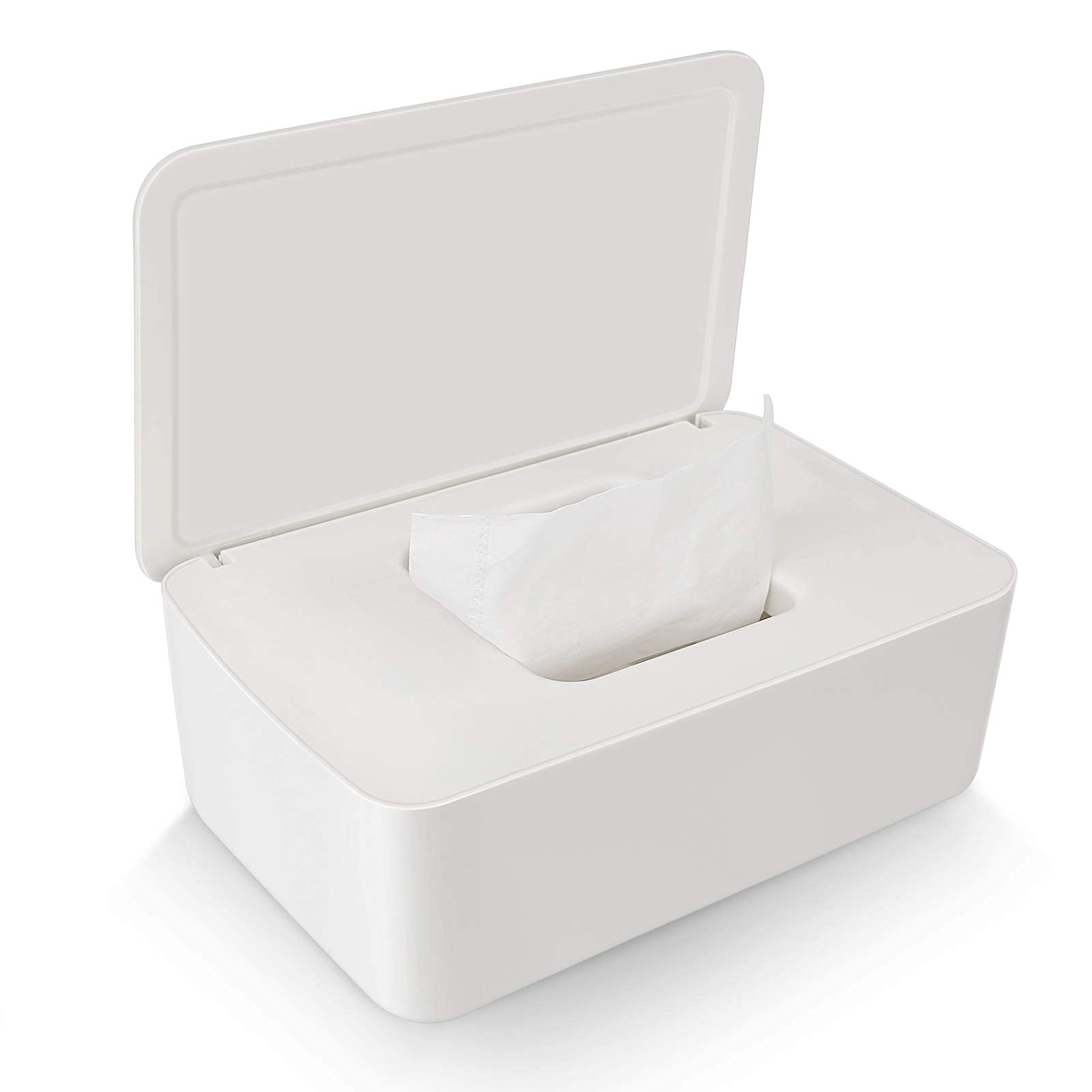 LEFUYAN Wipes Dispenser, Dustproof Tissue Storage Box Case Wet Wipes Dispenser Holder with Lid for Home Office Desk (White)