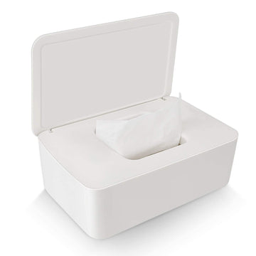 LEFUYAN Wipes Dispenser, Dustproof Tissue Storage Box Case Wet Wipes Dispenser Holder with Lid for Home Office Desk (White)