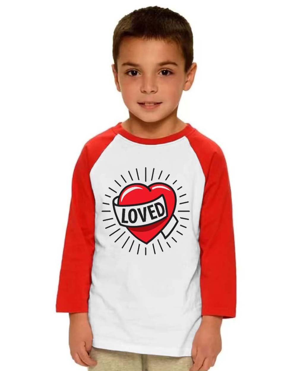 Toddler Boys T-Shirt Valentine'S Day Shirt Loved Heart Tops Kids Long Sleeve Raglan Baby Tees 4T