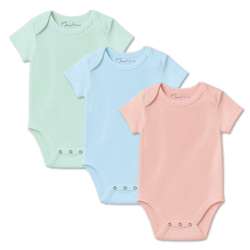MomS Home Newborn BabyS Organic Cotton Colourful Onesie Romper (Multicolour, 36 Months)  Pack Of 3