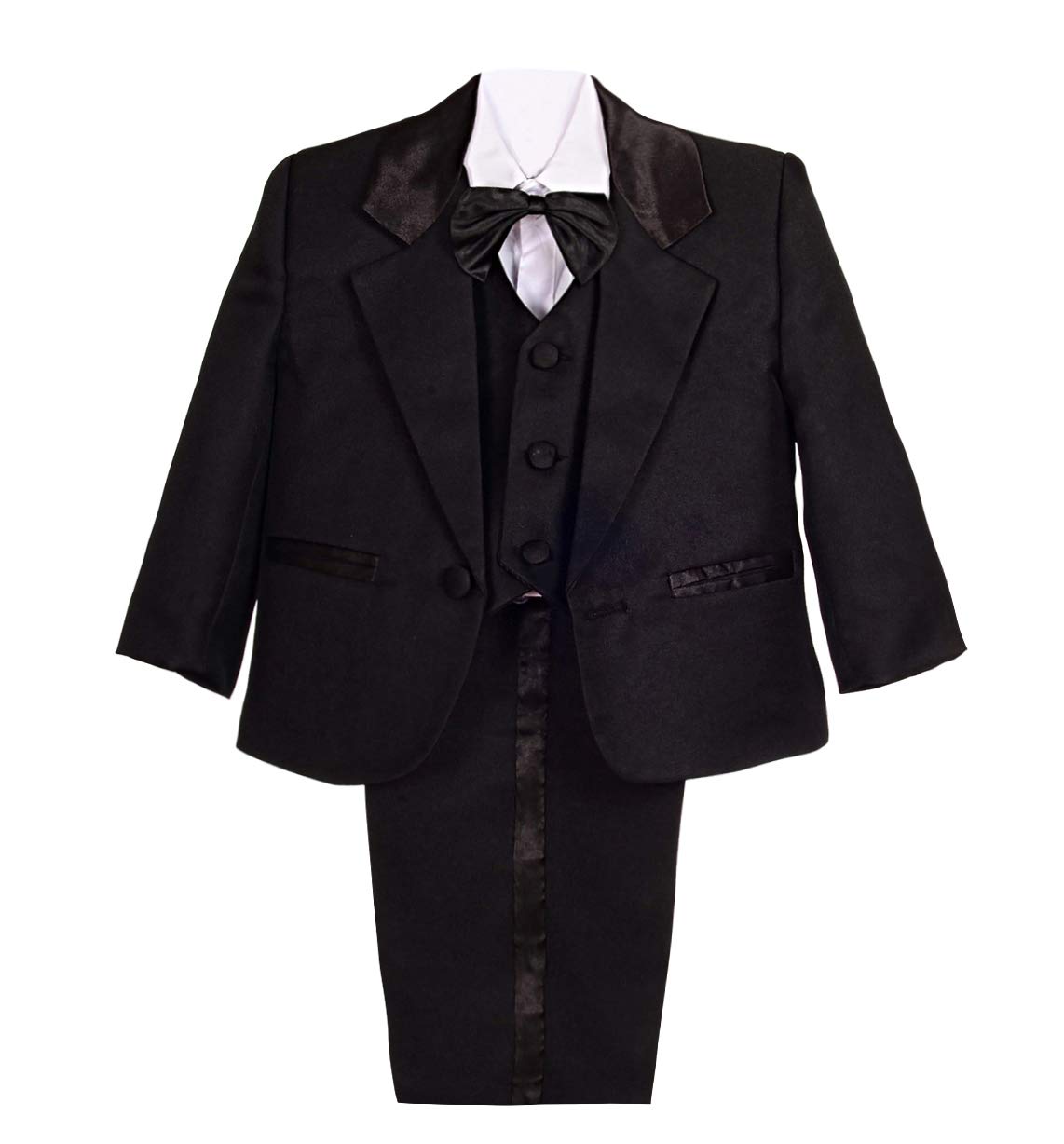 Lito Angels Baby Boys' Formal Tuxedo Suits Wedding Christening Outfits No Tail 5 Piece Set Size 3 Months Black