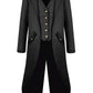 Boys Medieval Tailcoat Jacket Halloween Costumes, Gothic Steampunk Vintage Victorian High Collar Uniform Coat(Black,Medium(Us8-1