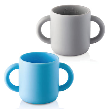2 Pack Silicone Training Cup For Infants, Drinking Toddler Cup For Baby And Toddler - Boy Learner Cup Transition Cup 5 Oz(Blue/G