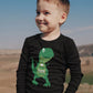 Dinosaur Boys Valentines Shirt Long Sleeve Funny Trex Heart Crusher Valentine Day Toddler Boy Kids T-Shirt 3T Black