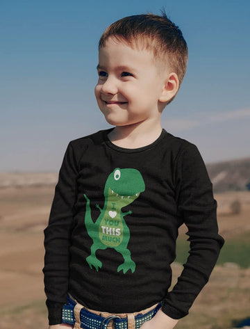 Dinosaur Boys Valentines Shirt Long Sleeve Funny Trex Heart Crusher Valentine Day Toddler Boy Kids T-Shirt 3T Black
