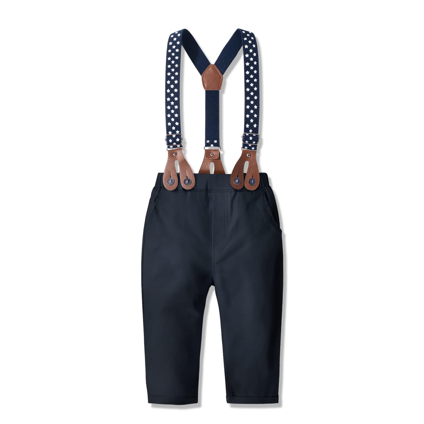 Yilaku Baby Boy Clothes Toddler Dress Outfits Infant Gentlman Suit 4 Piece Shirts + Bow Ties + Suspenders Pants Set