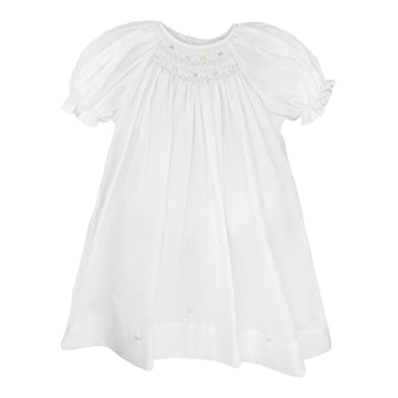 Petit Ami Baby Girls' Daydress With Embroidered Hem, Preemie, White