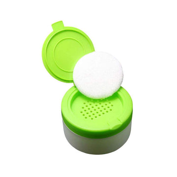 1Pc Empty Refillable Green Plastic Baby Skin Care Baby Bath Puff Container Kit Talcum Powder Case Storage Make-Up Loose Box Hold