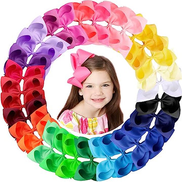 Oaoleer 30 Colors 6 Inch Hair Bows Clips Grosgrain Ribbon Bows Hair Alligator Clips Hair Barrettes Hair Accessories For Girls To
