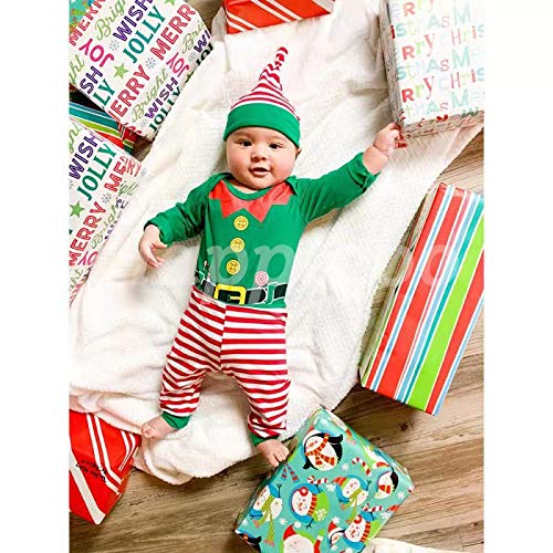 Happidoo Baby Boy Christmas Outfit Xmas Clothes Newborn Elf Bodysuit (Green,0-3 Months)