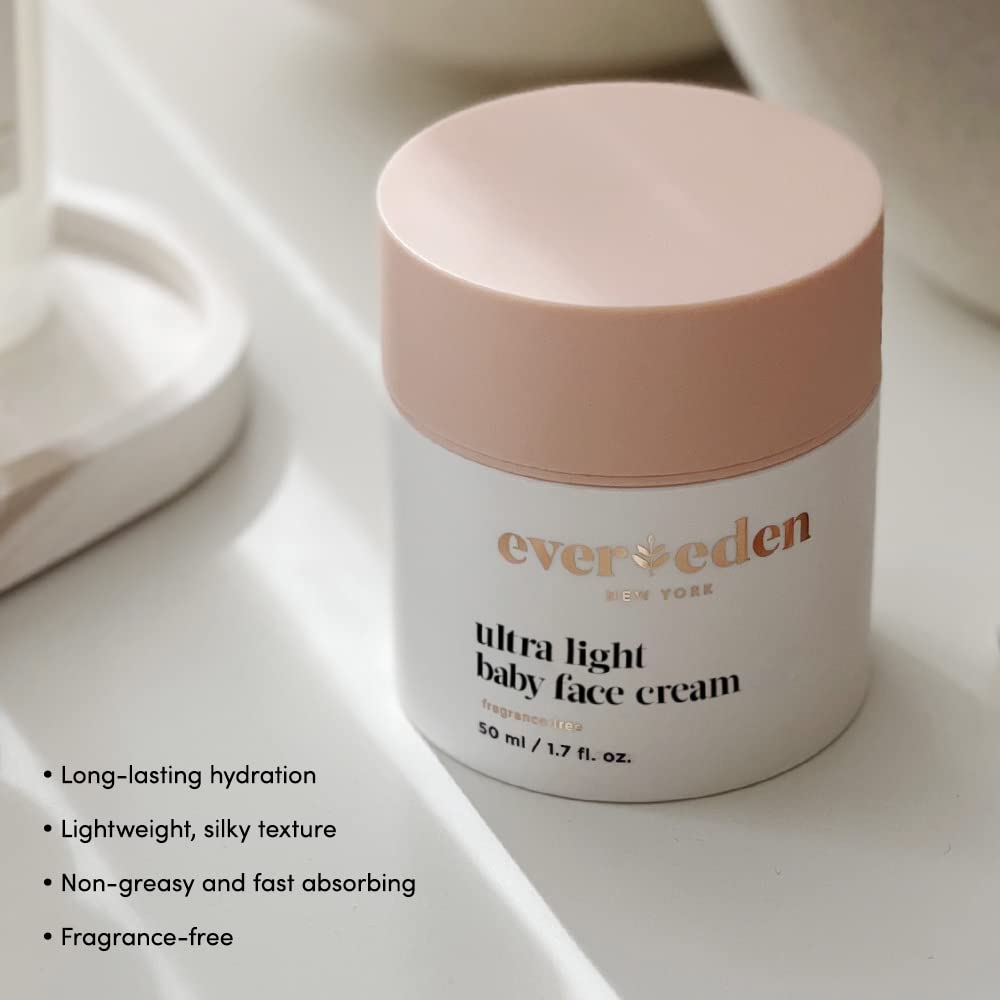 Evereden Ultra Light Baby Face Cream, 1.7 Oz | Clean And Natural Baby Care | Non-Toxic And Fragrance Free Baby Moisturizer | Pla