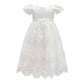 Glamulice Baby Girls Flower Christening Baptism Dress Formal Party Special Occasion Dresses For Toddler 6-12 White Newborn Girl
